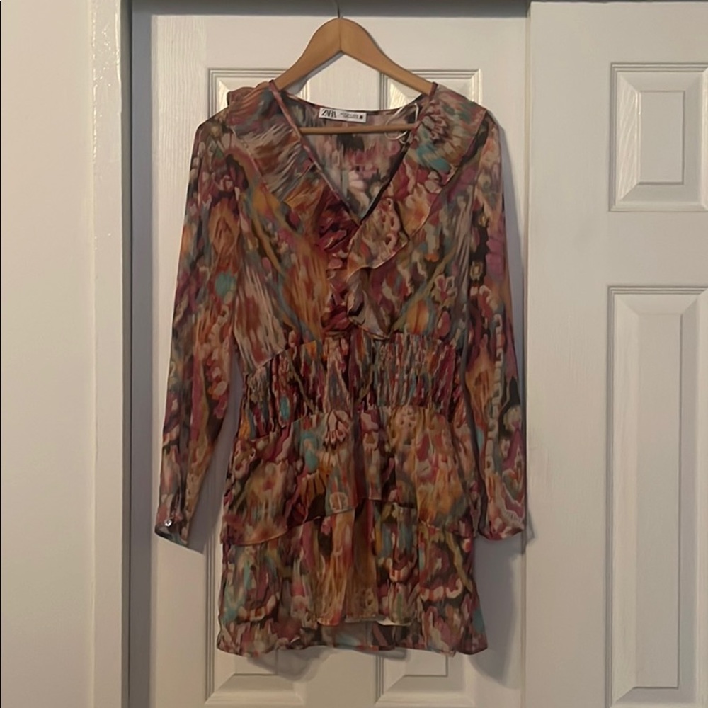 Zara pink mini dress size USA M